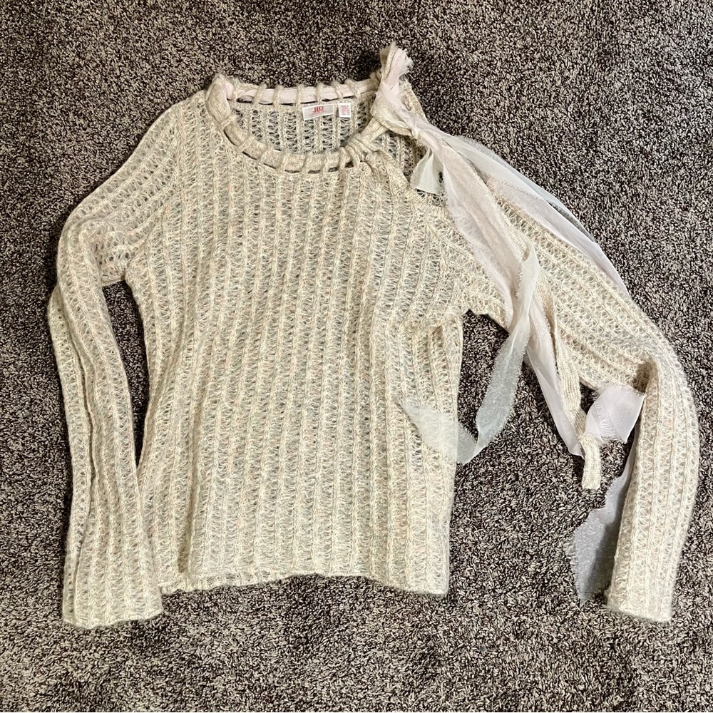 Jlo knit sweater with ribbons